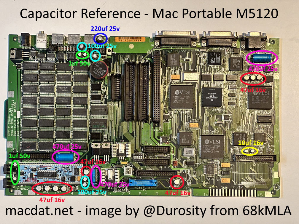 Macintosh Portable Logic board reference photo